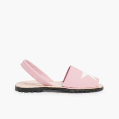 Nubuck Menorcan Sandals with Stars  Pink