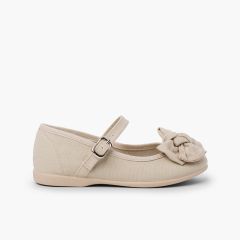 Organic Cotton Mary Jane with Bow Sand