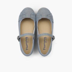Girls' Ceremony Mary Janes with Bow and Buckle Closure Blue