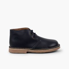 Safari Boots leather Laces Wool Inner Lining Navy Blue