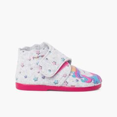 Felt slippers with adhesive closure Multicolored Unicorn