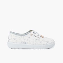 Canvas Kids Sneakers Laces Balloons Grey