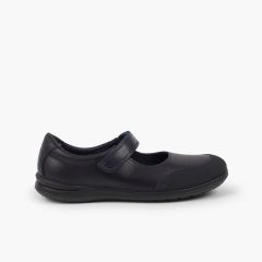 Girls’ School Shoes Washables Mary Janes Reinforced Toes  Navy Blue
