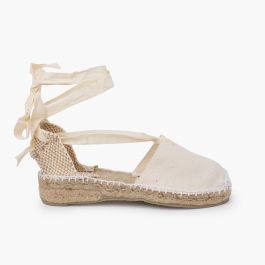 Plain Ankle-Tie Espadrilles Off-White