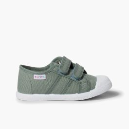 Kids Riptape Canvas Trainers Fern Green