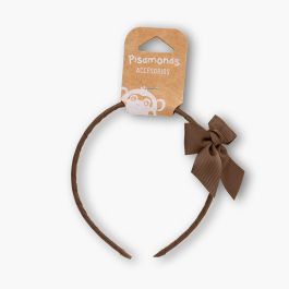 Narrow headband with bow Brown