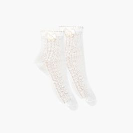 Openwork Dress Socks With Bow White