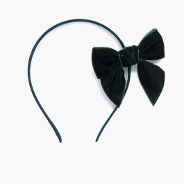 Satin headband with velvet bow Bottle Green