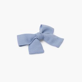 Linen bow hair duck clip Blue Klein