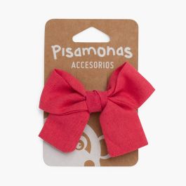 Linen bow hair duck clip Red
