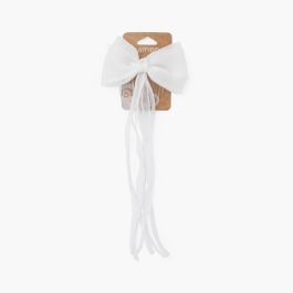 Organza ribbon bow comb Off white