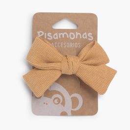 Micro corduroy bow hair duck clip Mustard