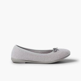 Girls Ballet Pumps Slippers Grey