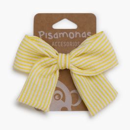 Sailor Stripe Hair Bow Duckbill Clip Yellow