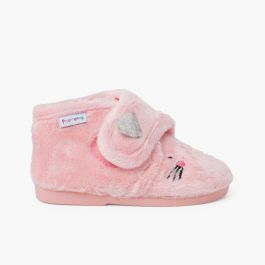 Animal teddy fabric slippers Pink