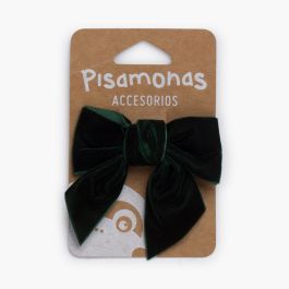 Velvet duckbill clip bow Bottle Green