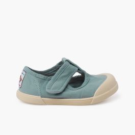 Barefoot canvas T-bar shoes Ocean