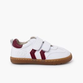 White barefoot children's trainers side bands Burgundy
