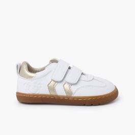 Barefoot trainers metallic side stripes Gold
