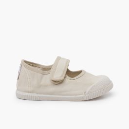 Barefoot Mary Janes washed canvas oat