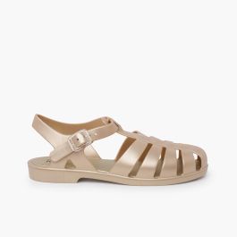 Classic Biarritz metallic jelly sandals Champagne