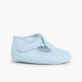 Baby Boys Polka Dot T-bar Shoes Sky Blue