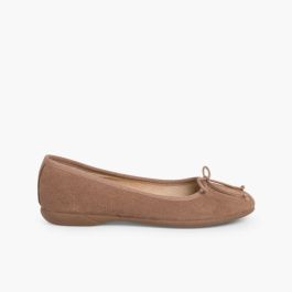 Suede Ballerina Pumps  Taupe