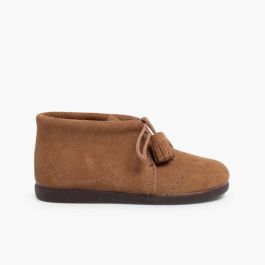 Suede Tassel Boots Taupe