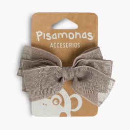 Hair Clip with Raffia Bow  Dark grey