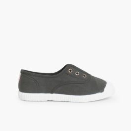 Rubber Toe Cap Canvas Trainers Without Laces Anthracite
