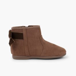 Boots with velvet bow and zip closure Taupe