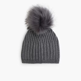 Faux fur bobble hat  Grey