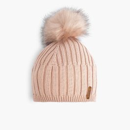 Faux fur bobble hat  Dusty Pink