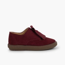 Smooth Suede Fringe Bluchers Burgundy