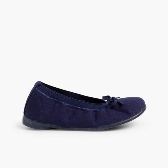 Canvas Ballet Flats with Ribbon