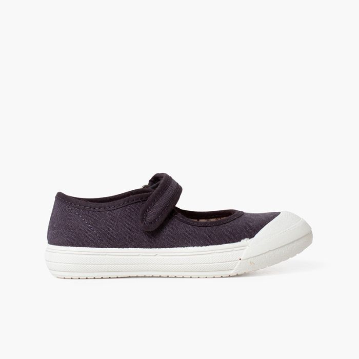 loop fasteners Mary Janes with Reinforced Rubber Toe