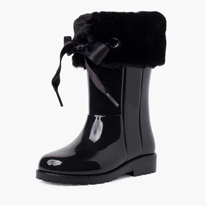 Fur Collar Wellies Pisamonas rain shoes