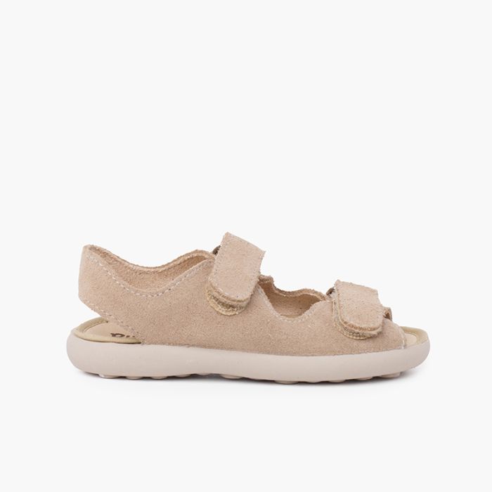 Split leather sandal with adherent front strips