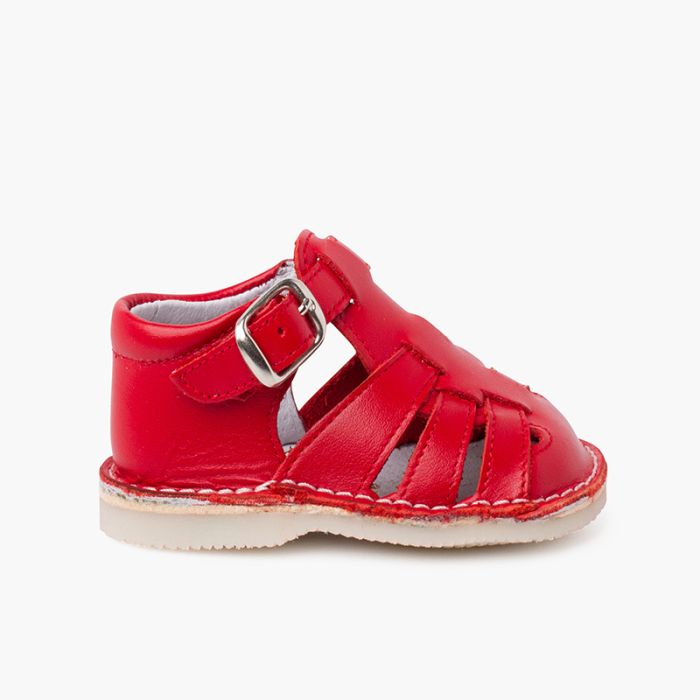  Baby leather sandals with buckle closure