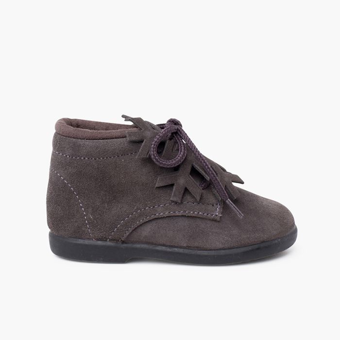 Suede lace-up boots with snowflake ornament