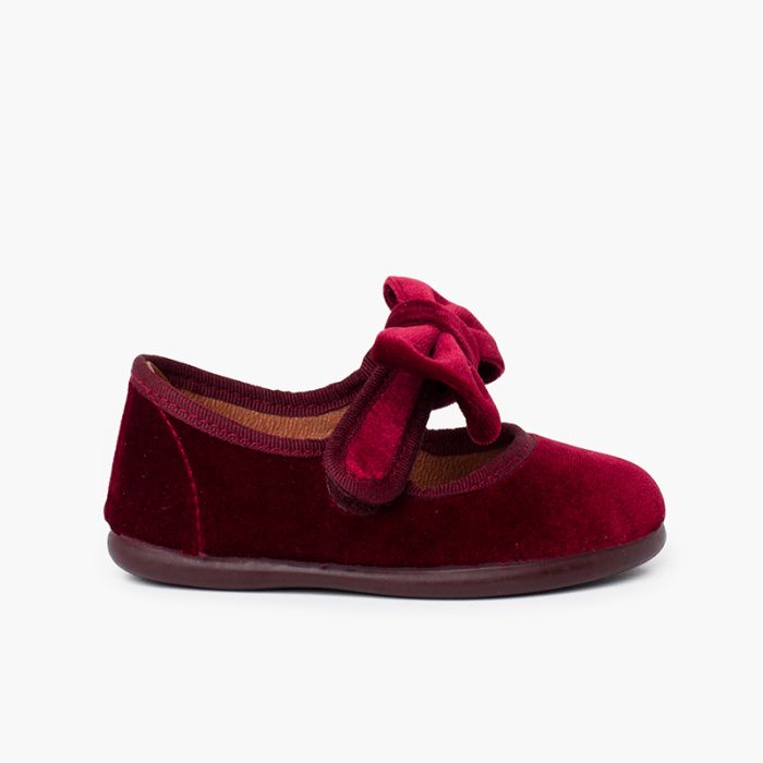 Velvet mary jane with a tie strap