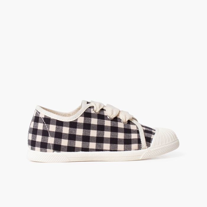Gingham trainers with laces and rubber toe