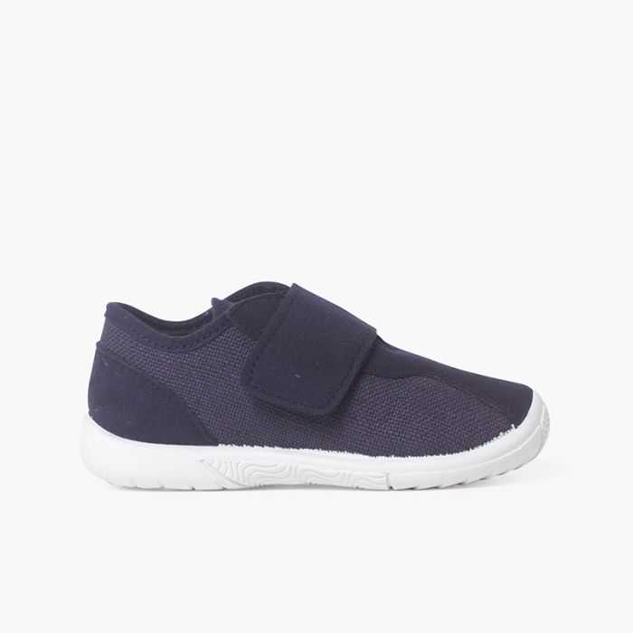 Linen and nobutex trainers with hook-and-loop fastening