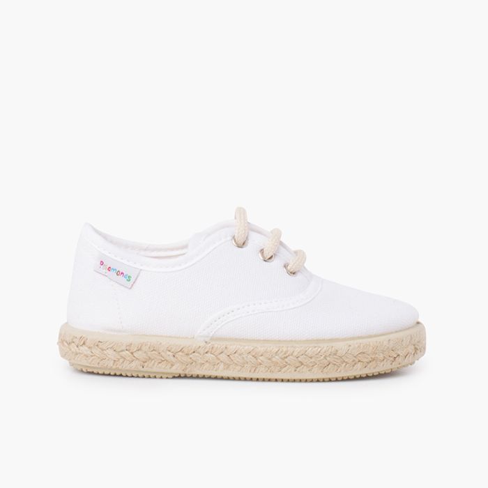 Canvas trainers with espadrilles laces and sole