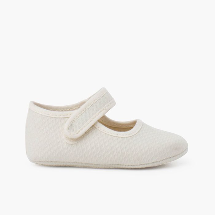 Baby Mary Jane quilted piqué hook-and-loop closure
