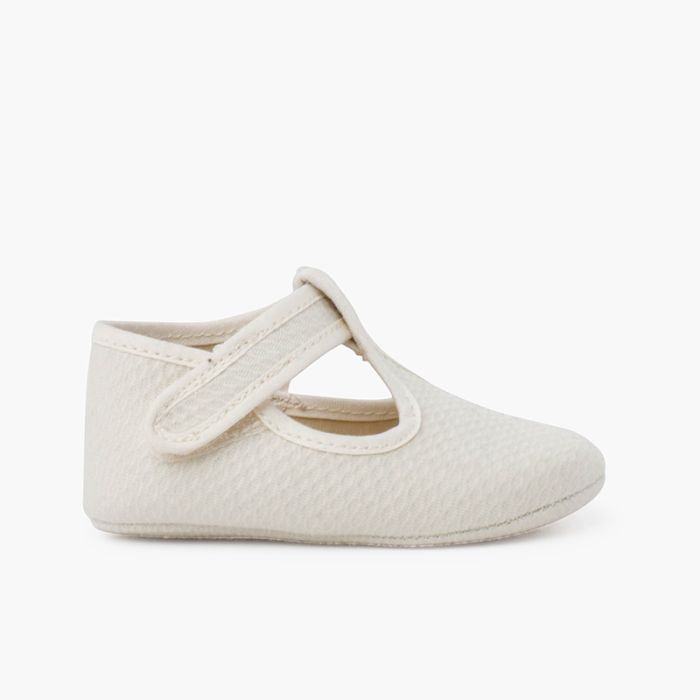 Baby T-bar shoes quilted piqué hook-and-loop closure