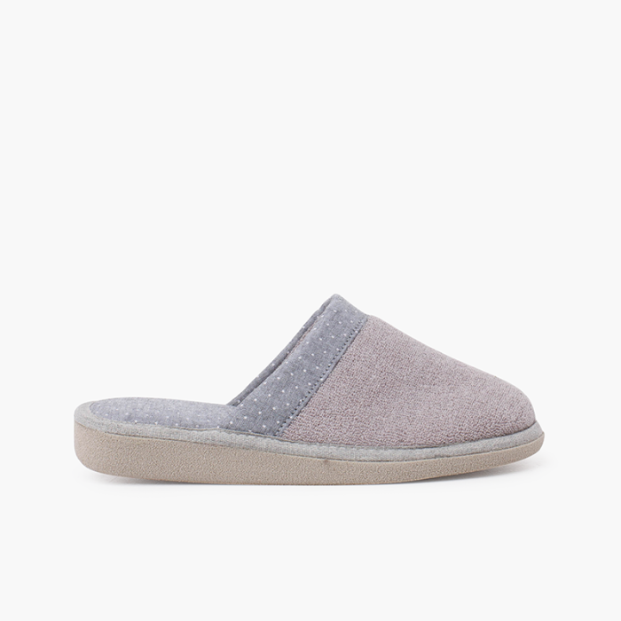 Towel house clogs with polka dots