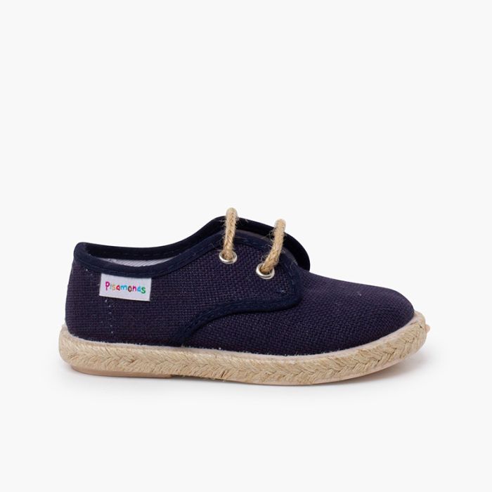 Linen bluchers with jute laces and sole