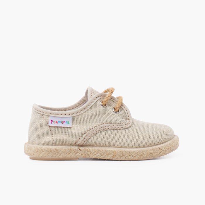 Linen bluchers with jute laces and sole