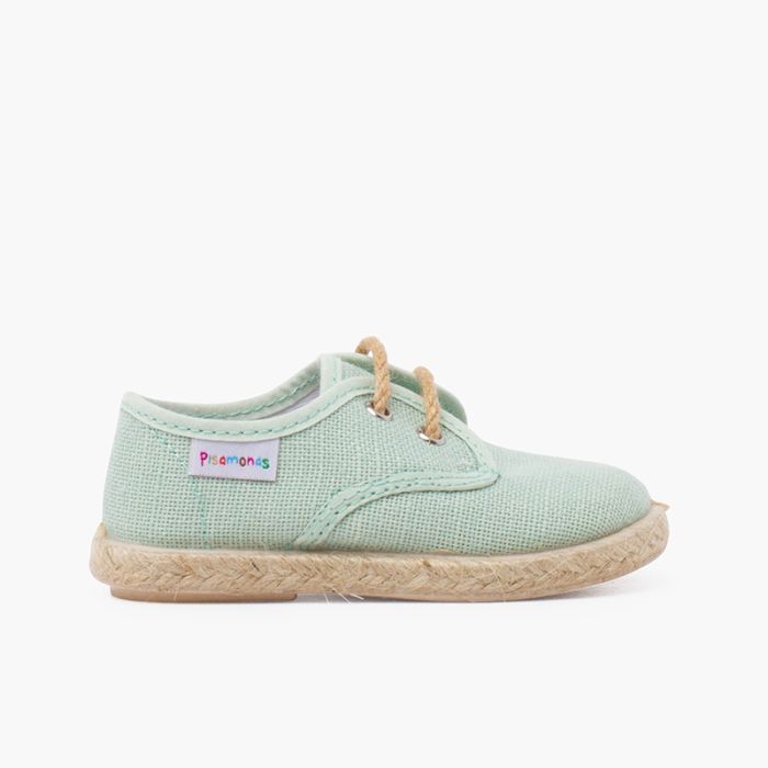Linen bluchers with jute laces and sole